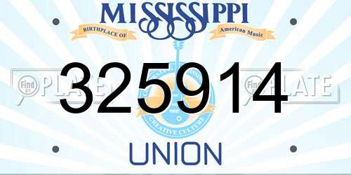 325914 Mississippi License Plate
