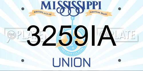 3259IA Mississippi License Plate