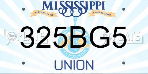 325BG5 Mississippi License Plate