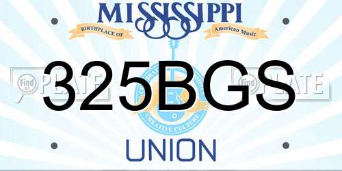 325BGS Mississippi License Plate