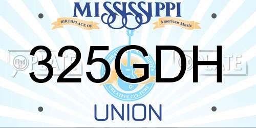 325GDH Mississippi License Plate