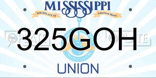 325GOH Mississippi License Plate