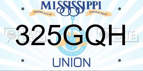 325GQH Mississippi License Plate