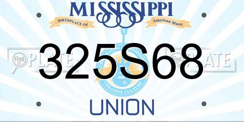 325S68 Mississippi License Plate