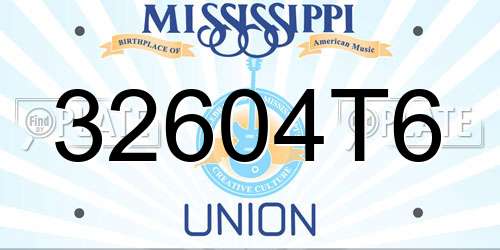 32604T6 Mississippi License Plate