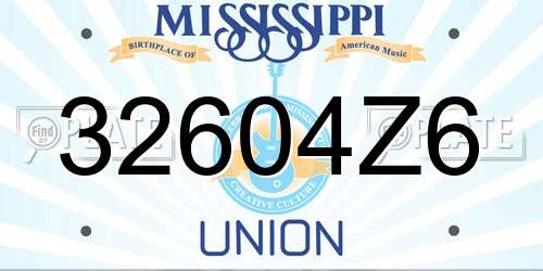 32604Z6 Mississippi License Plate