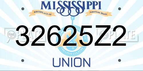 32625Z2 Mississippi License Plate