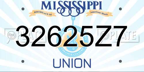 32625Z7 Mississippi License Plate