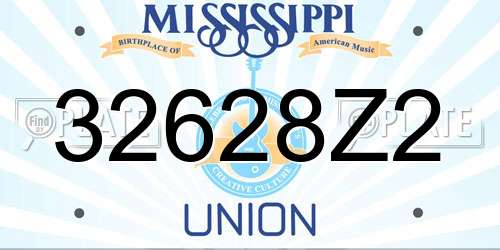 32628Z2 Mississippi License Plate