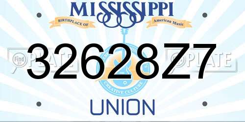 32628Z7 Mississippi License Plate