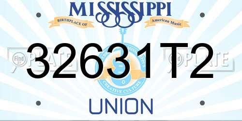 32631T2 Mississippi License Plate