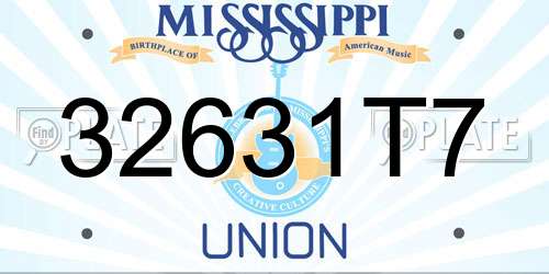 32631T7 Mississippi License Plate