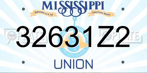 32631Z2 Mississippi License Plate