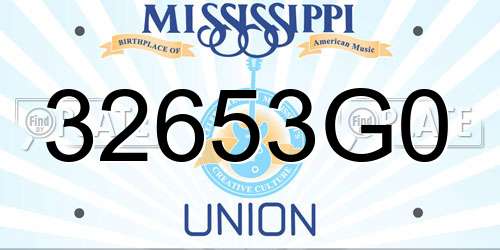 32653G0 Mississippi License Plate
