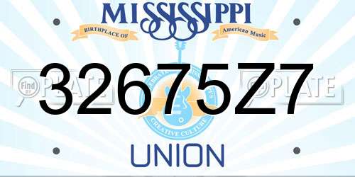 32675Z7 Mississippi License Plate