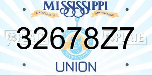 32678Z7 Mississippi License Plate