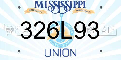 326L93 Mississippi License Plate