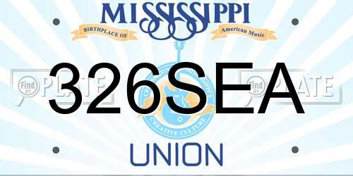 326SEA Mississippi License Plate