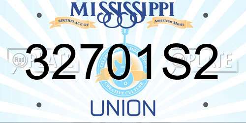 32701S2 Mississippi License Plate