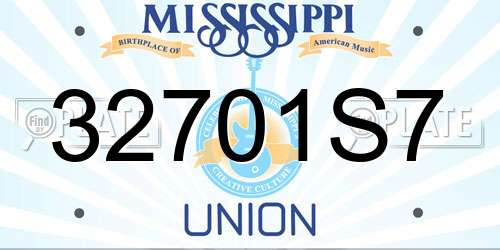 32701S7 Mississippi License Plate