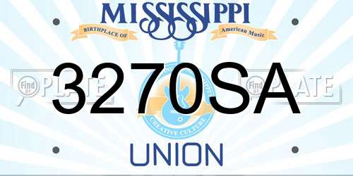 3270SA Mississippi License Plate