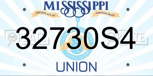 32730S4 Mississippi License Plate
