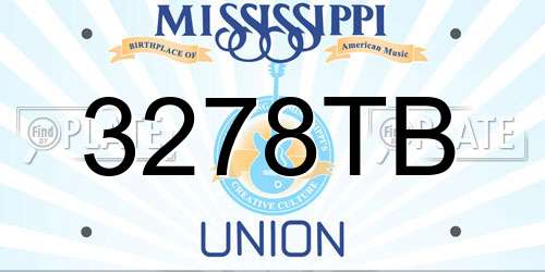 3278TB Mississippi License Plate