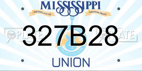 327B28 Mississippi License Plate