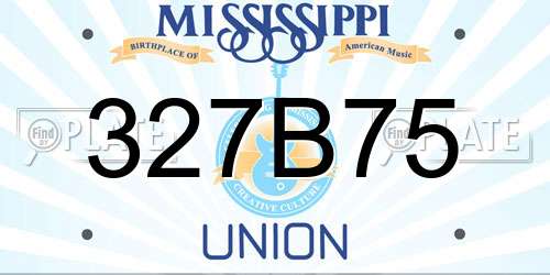 327B75 Mississippi License Plate