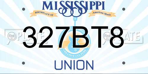 327BT8 Mississippi License Plate
