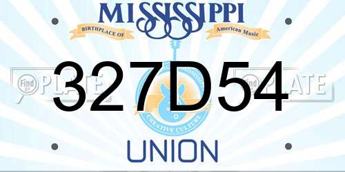 327D54 Mississippi License Plate