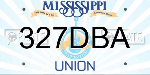 327DBA Mississippi License Plate