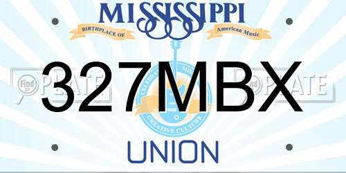 327MBX Mississippi License Plate