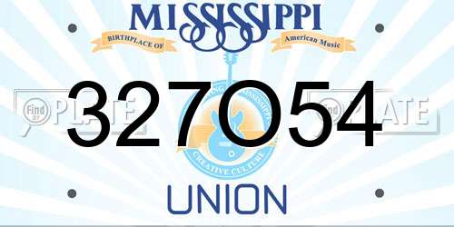 327O54 Mississippi License Plate