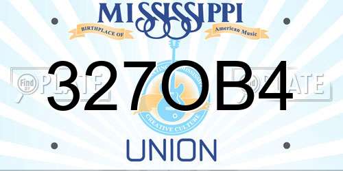 327OB4 Mississippi License Plate
