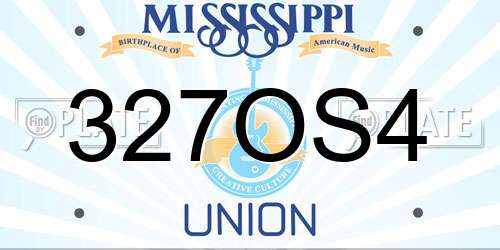 327OS4 Mississippi License Plate