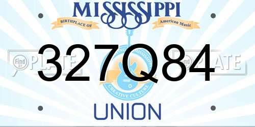 327Q84 Mississippi License Plate