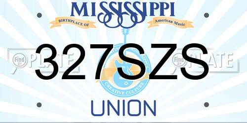 327SZS Mississippi License Plate