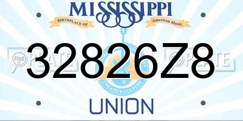 32826Z8 Mississippi License Plate