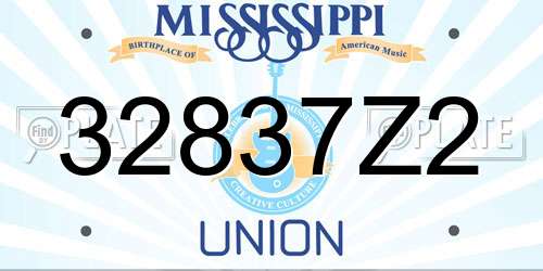 32837Z2 Mississippi License Plate