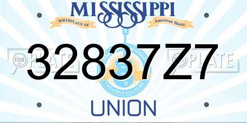 32837Z7 Mississippi License Plate