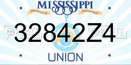 32842Z4 Mississippi License Plate