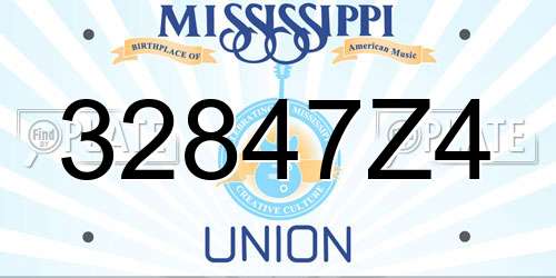 32847Z4 Mississippi License Plate