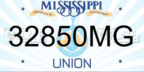 32850MG Mississippi License Plate