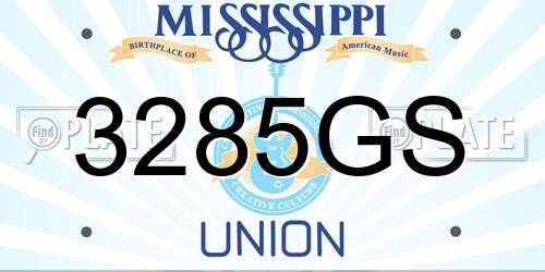 3285GS Mississippi License Plate