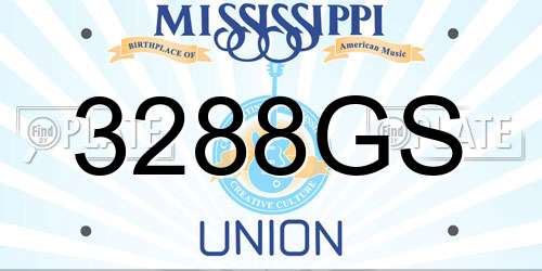 3288GS Mississippi License Plate