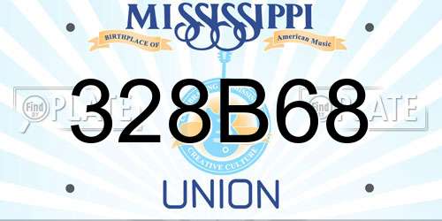 328B68 Mississippi License Plate