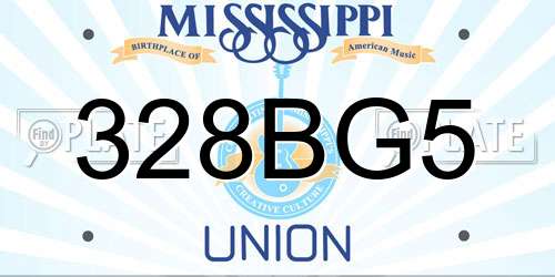328BG5 Mississippi License Plate