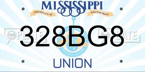 328BG8 Mississippi License Plate