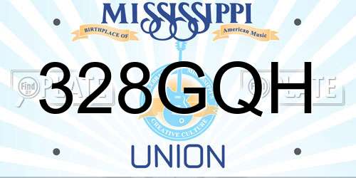 328GQH Mississippi License Plate